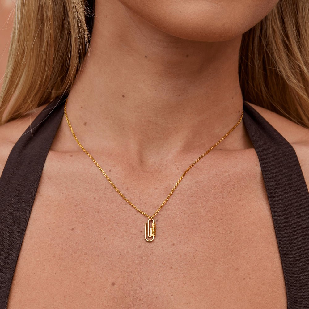 Gold Crystal Paperclip Pendant Necklace - Beautiful Earth Boutique