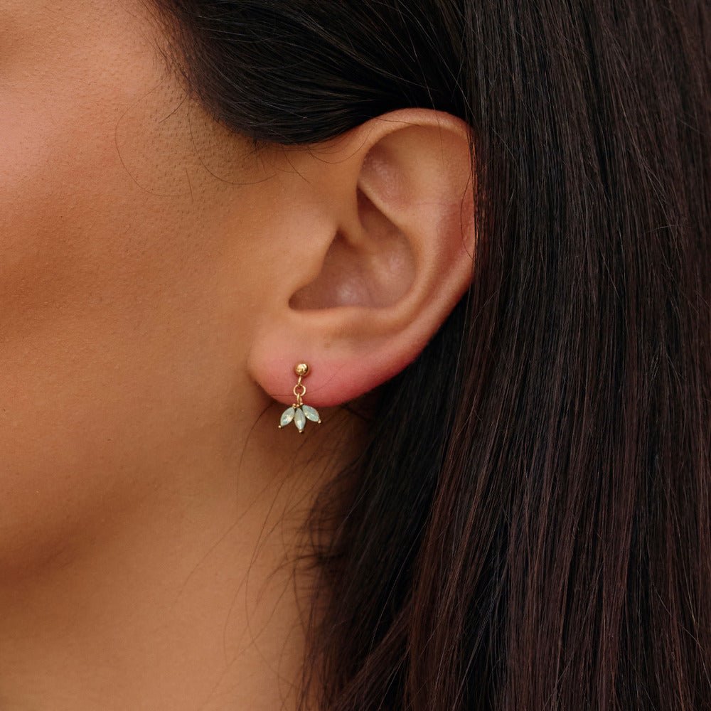 Gold Marquise Petal Drop Earrings - Beautiful Earth Boutique