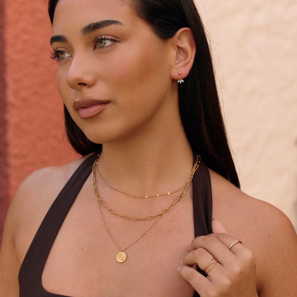 Gold Marquise Petal Drop Earrings - Beautiful Earth Boutique