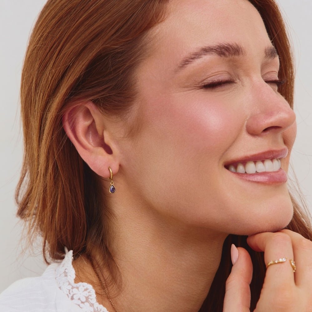 Golden Purple Teardrop Earrings - Beautiful Earth Boutique