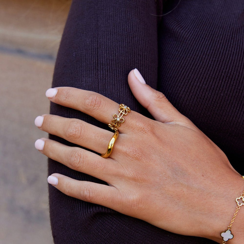 Golden Wildflower Infinity Ring - Beautiful Earth Boutique