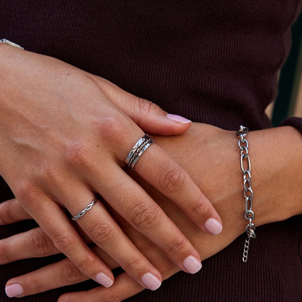 Hella Silver Stacked Ring - Beautiful Earth Boutique