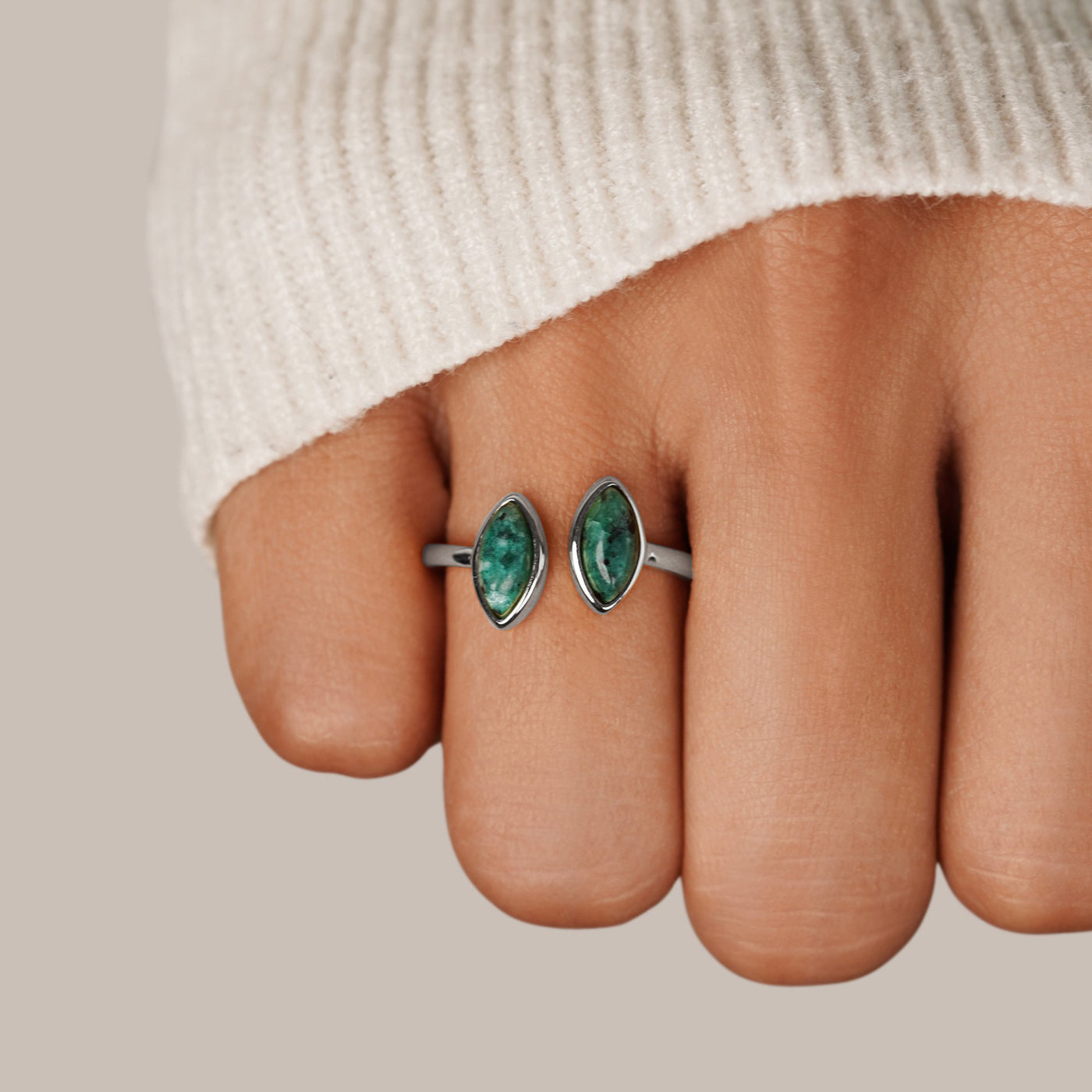 Silver Jade Green Wrap Ring