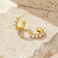 Lena Pearl Gold Hoop Earrings - Beautiful Earth Boutique