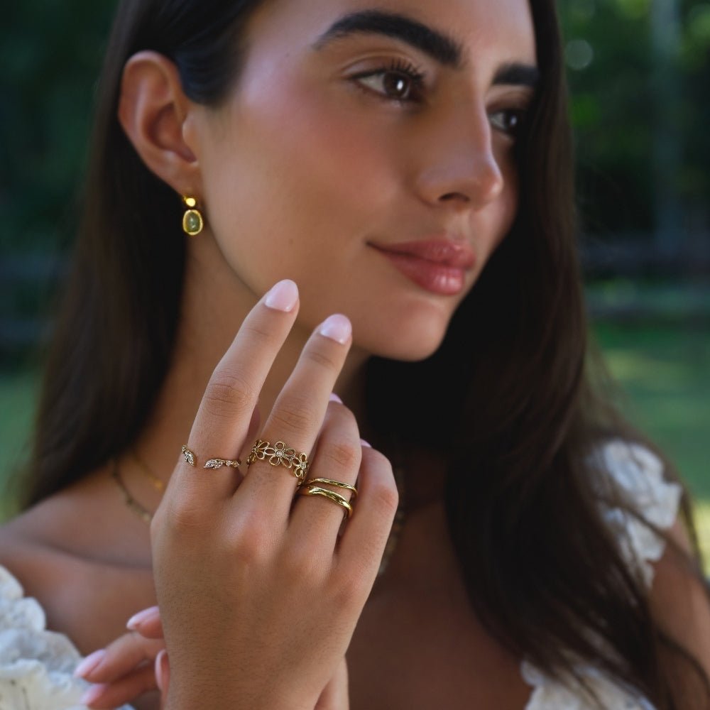Lily Crystal Gold Vine Ring - Beautiful Earth Boutique