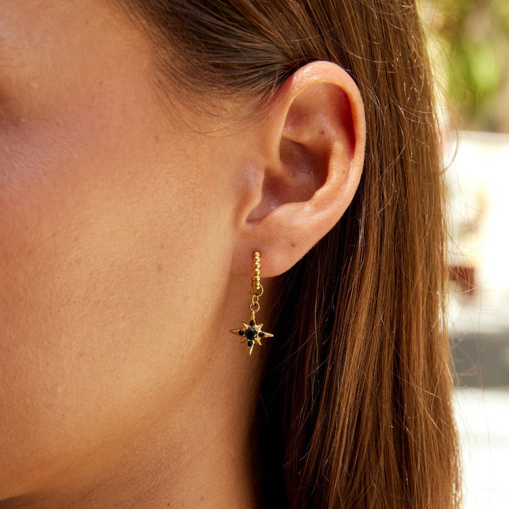 Midnight Luxe Drop Hoop Earrings - Beautiful Earth Boutique