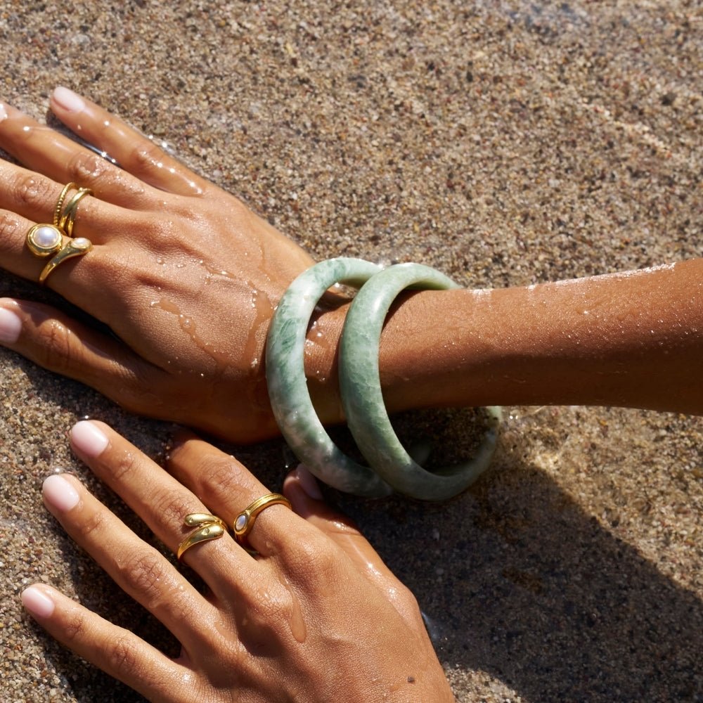 Natural Jade Stone Bangle - Beautiful Earth Boutique