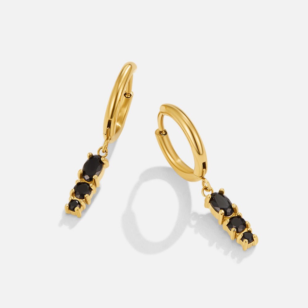 Obsidian Drop Hoop Earrings - Beautiful Earth Boutique