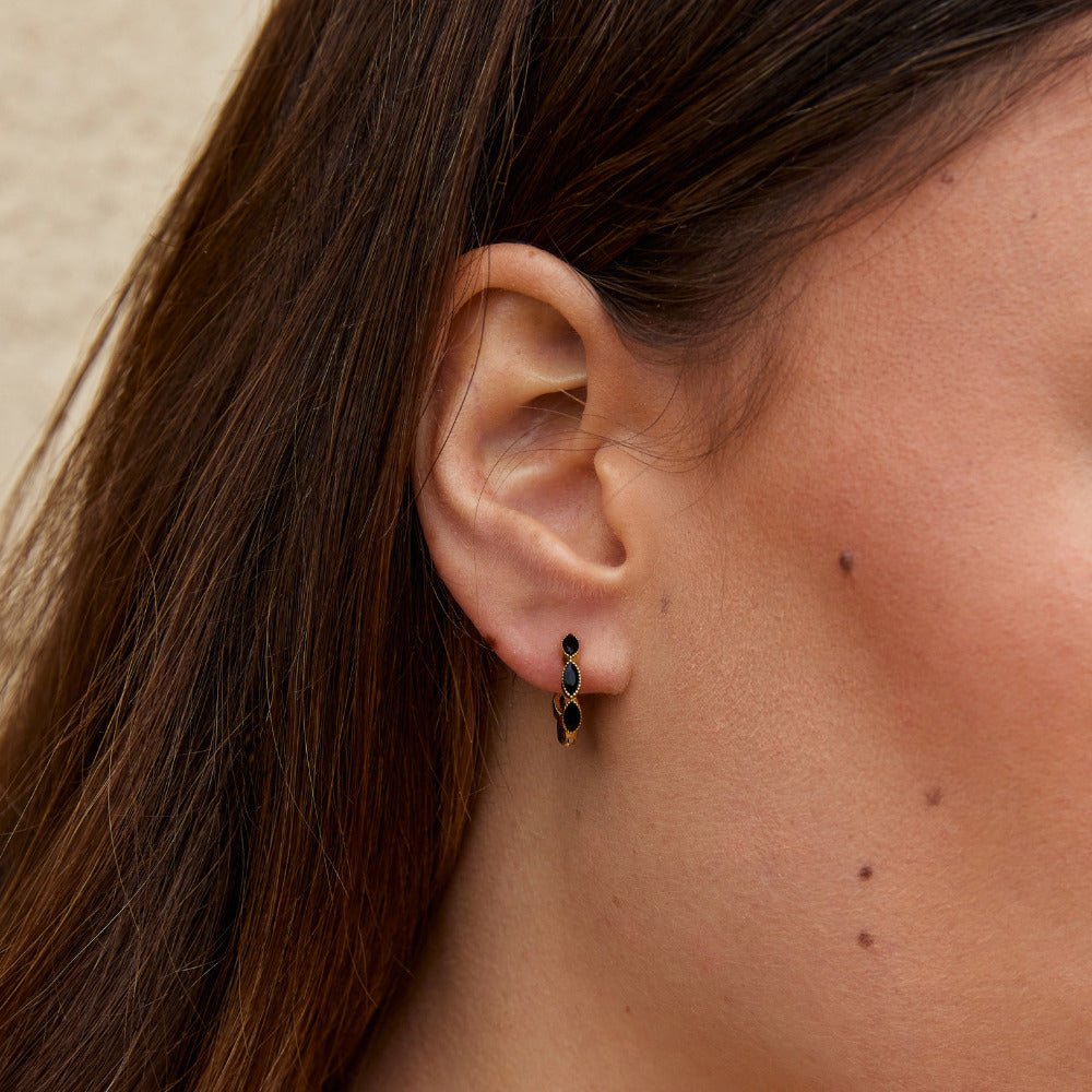 Onyx Tiny Hoop Earrings - Beautiful Earth Boutique