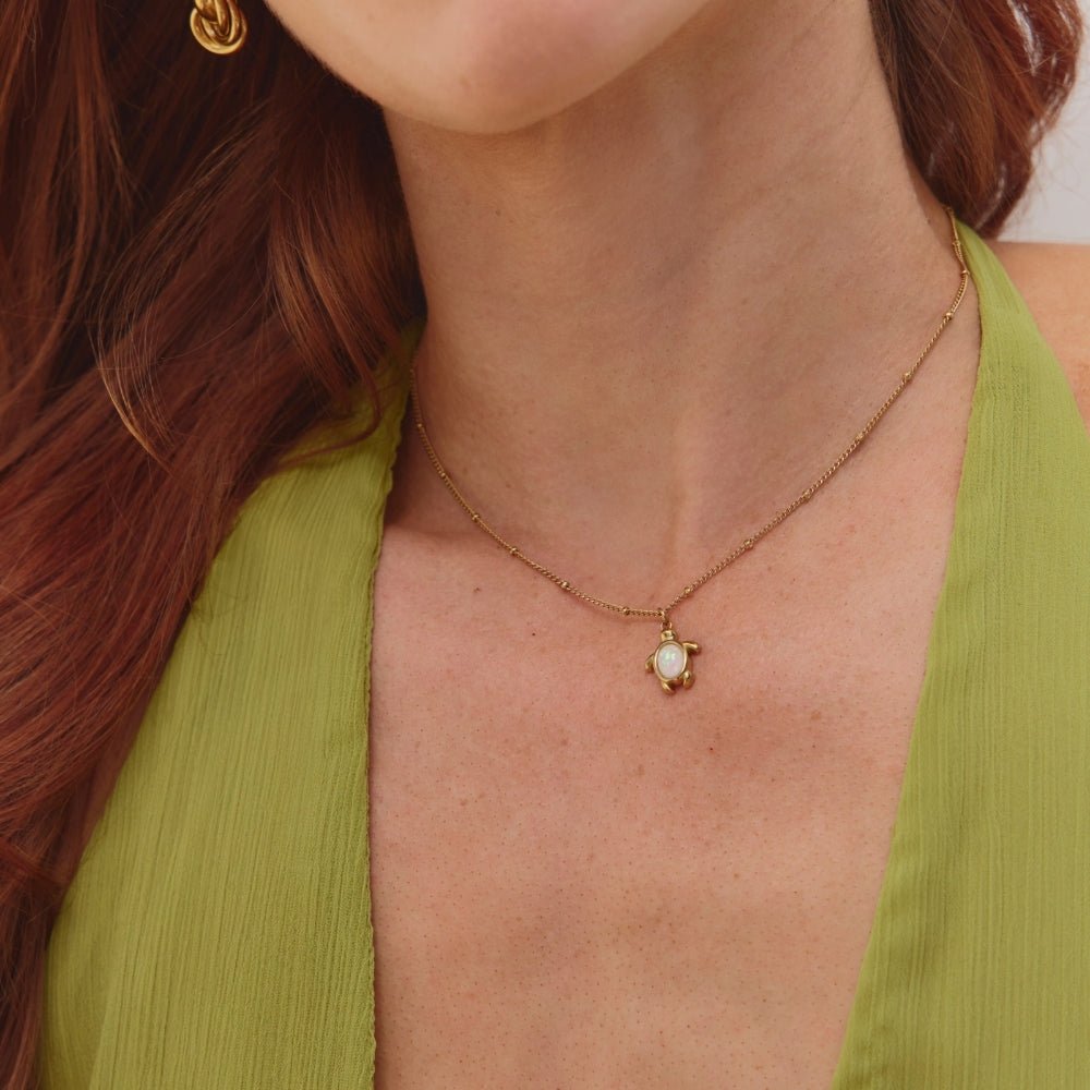 Opal Gold Turtle Pendant Necklace - Beautiful Earth Boutique
