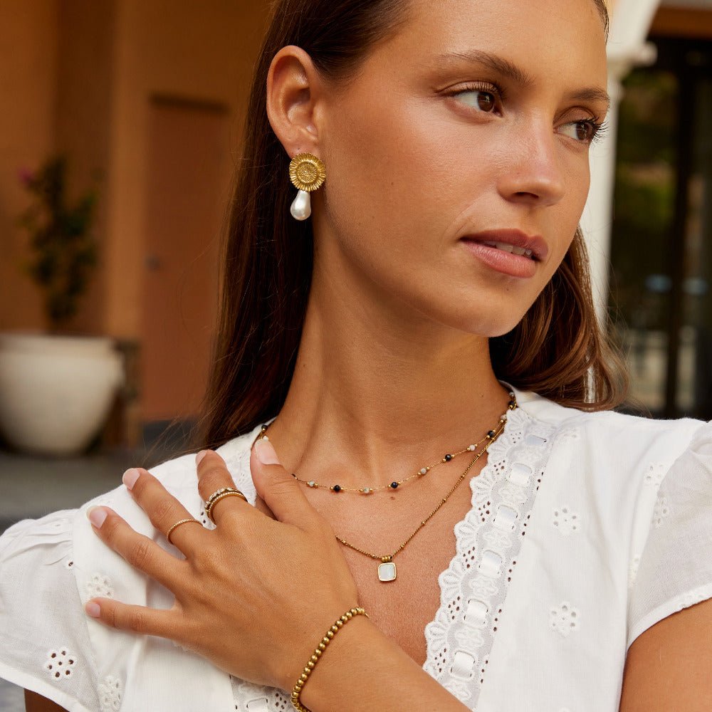Pearl Blossom Drop Earrings - Beautiful Earth Boutique