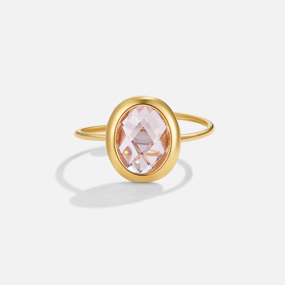 Pink Rose Crystal Gold Ring - Beautiful Earth Boutique
