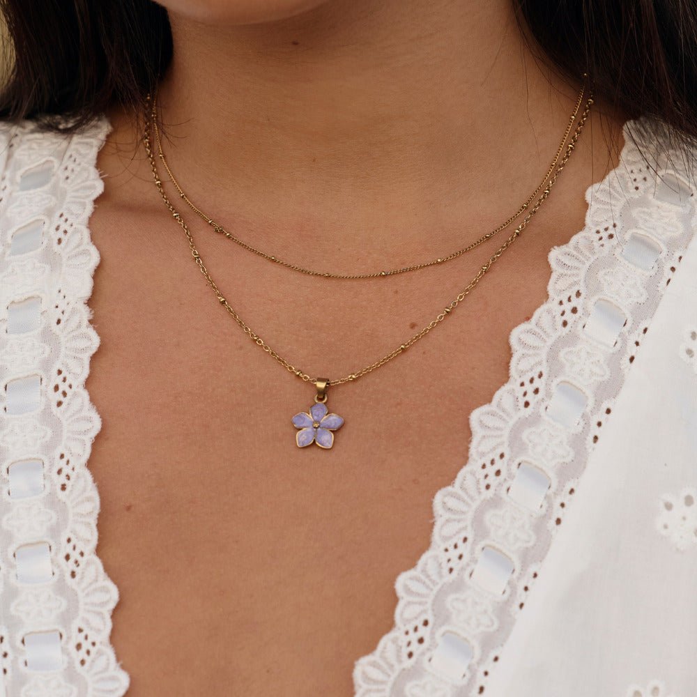 Purple Sakura Bloom Gold Necklace - Beautiful Earth Boutique