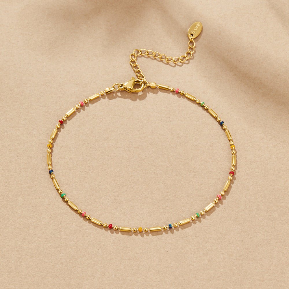 Rainbow Bead Anklet - Beautiful Earth Boutique