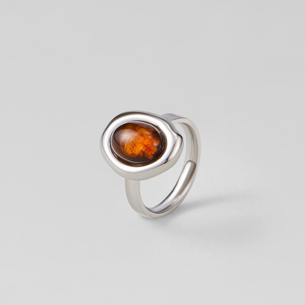 Silver Amber Ring - Beautiful Earth Boutique