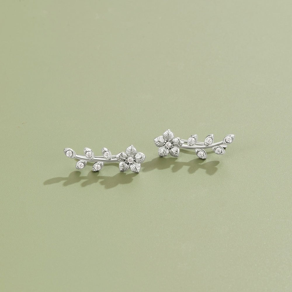 Silver Crystal Vine Earrings - Beautiful Earth Boutique