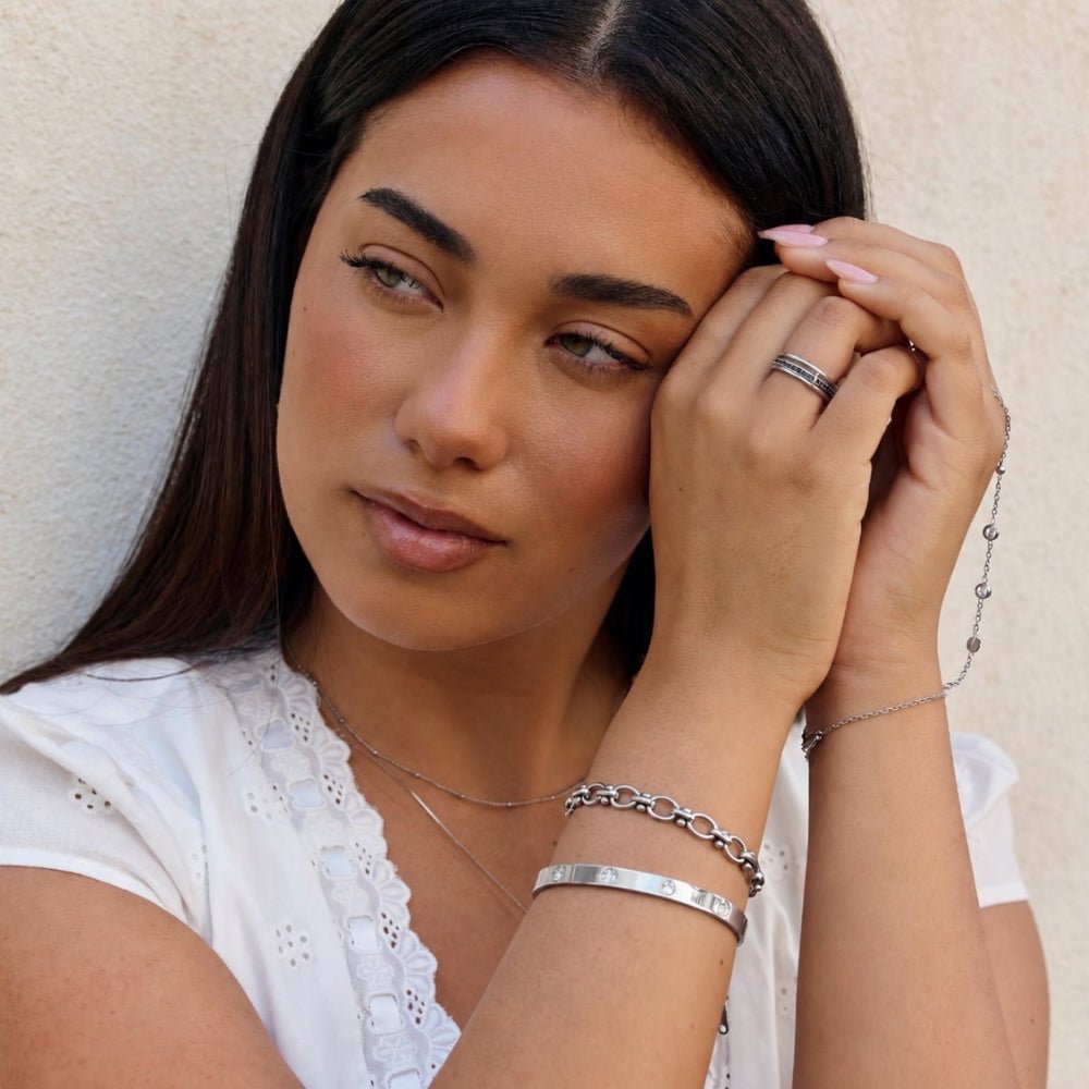 Silver Layered Kaili Blue Crystal Ring - Beautiful Earth Boutique