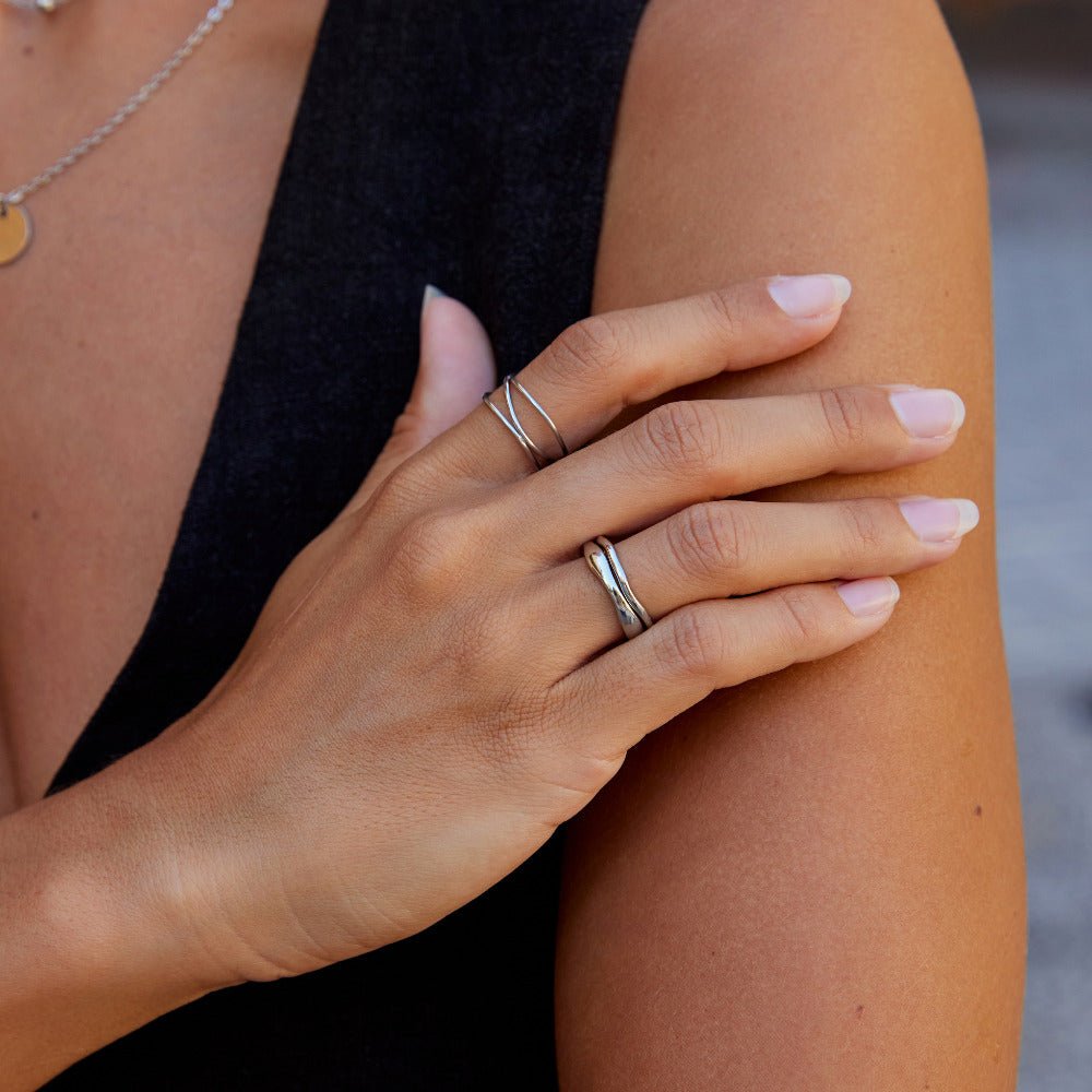 Silver Madison Wave Ring Set - Beautiful Earth Boutique