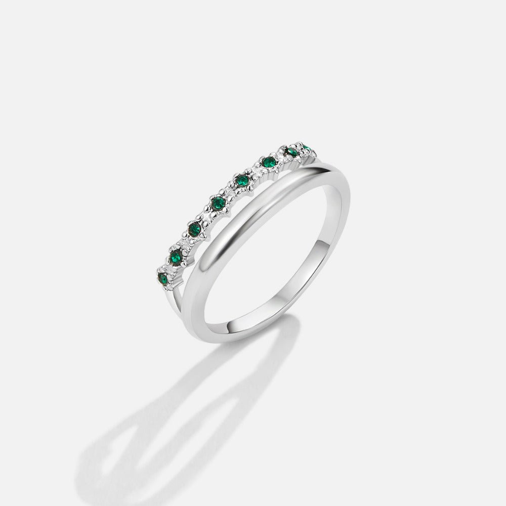 Silver Marissa Emerald Green Layered Ring - Beautiful Earth Boutique