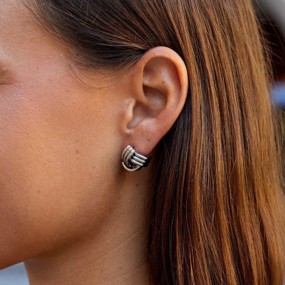 Silver Maxi Twist Stud Earrings - Beautiful Earth Boutique