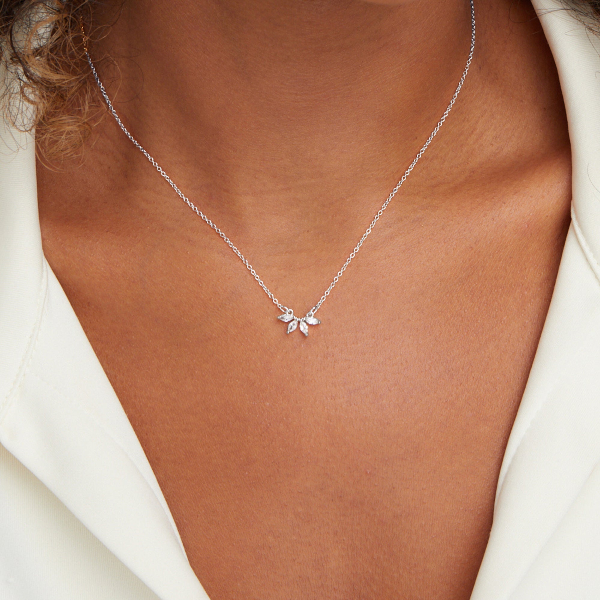 Silver Tiffany Crystal Leaf Pendant Necklace - Beautiful Earth Boutique
