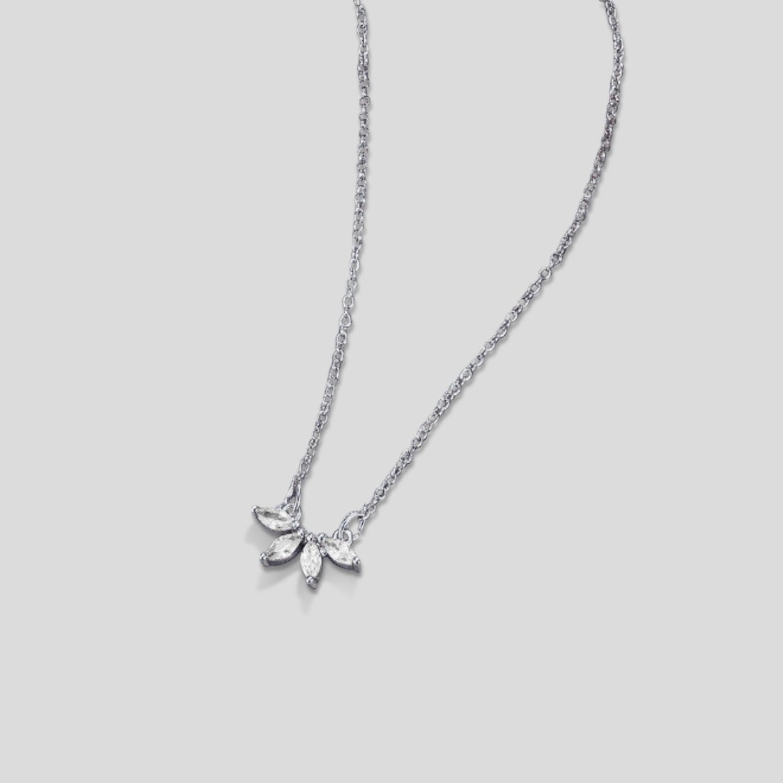Silver Tiffany Crystal Leaf Pendant Necklace - Beautiful Earth Boutique