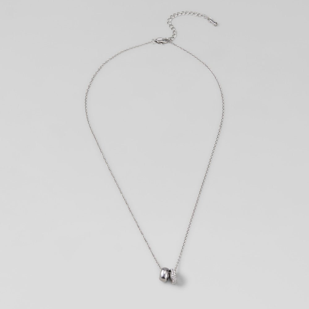 Twin Silver & Crystal Ring Pendant Necklace - Beautiful Earth Boutique