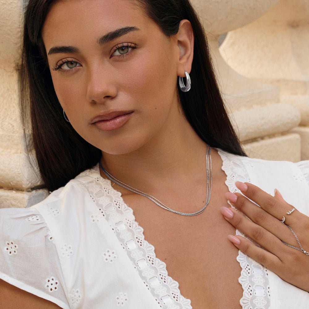 Vina Silver Multi Layered Chain Necklace - Beautiful Earth Boutique