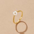 White Petal Shell Ring - Beautiful Earth Boutique