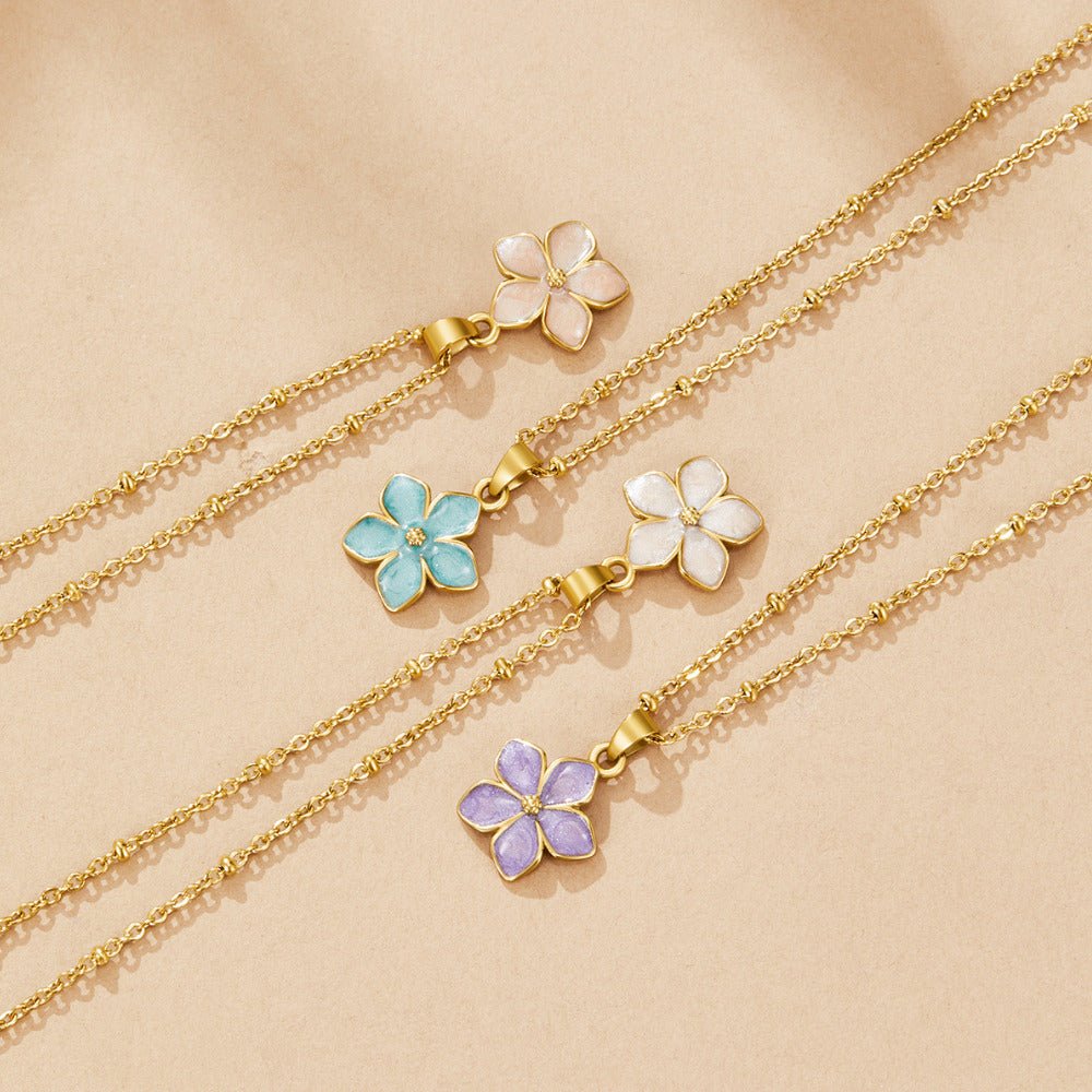 White Sakura Bloom Gold Necklace - Beautiful Earth Boutique