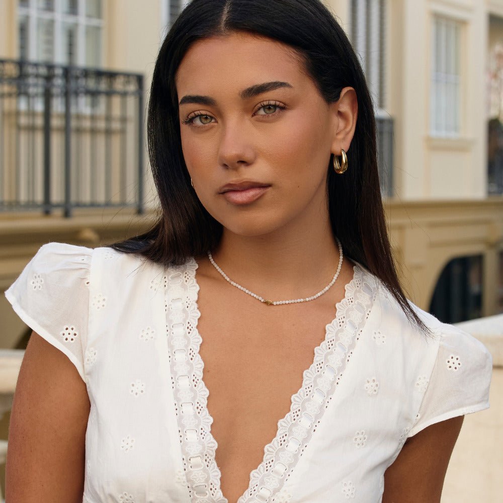 White Selene Bead Necklace - Beautiful Earth Boutique